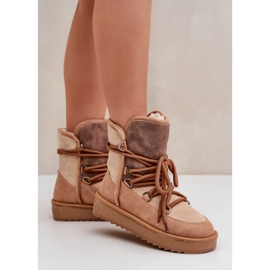 Śniegowce Ocieplane Futrem D.Franklin DFSH370013 camelowe brązowe 1