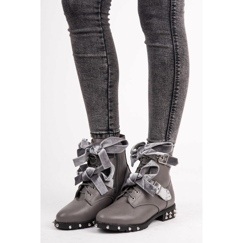 Vices Botki workery z ćwiekami szare 1