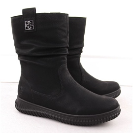 Botki ocieplane Rieker 74283-00 na suwak czarne 2