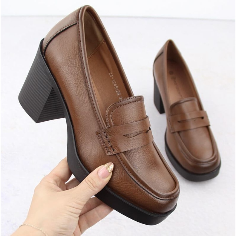 Półbuty na obcasie Potocki W 12451 WOL265B brązowe 1