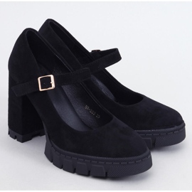 Czółenka na platformie z paskiem czarne 1