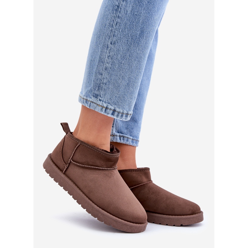 Niskie Śniegowce Z Eko Zamszu Brązowe 1