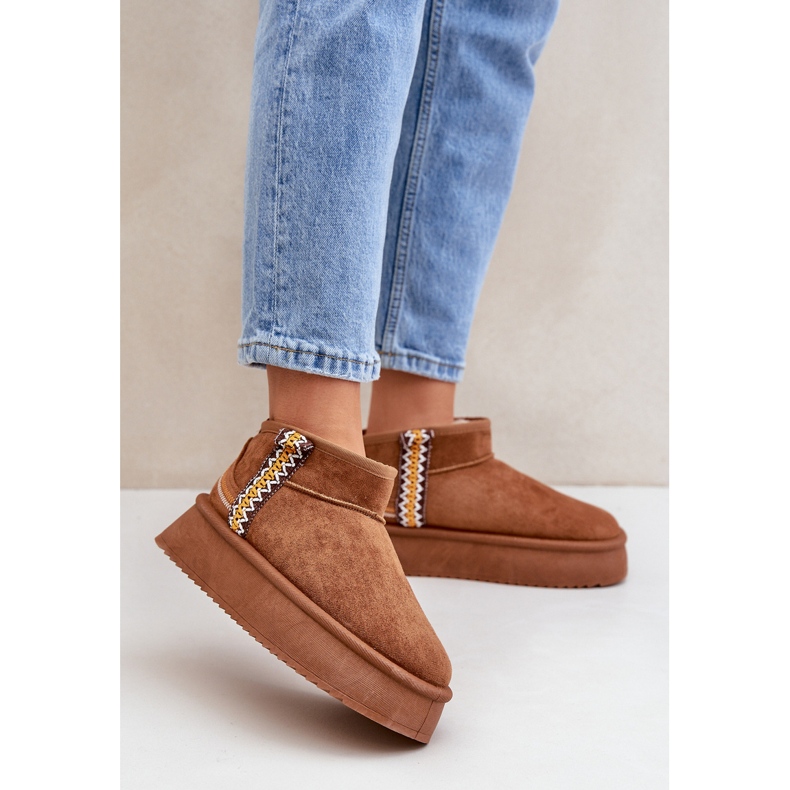 Śniegowce Na Platformie Ze Wzorem Camel brązowe 2