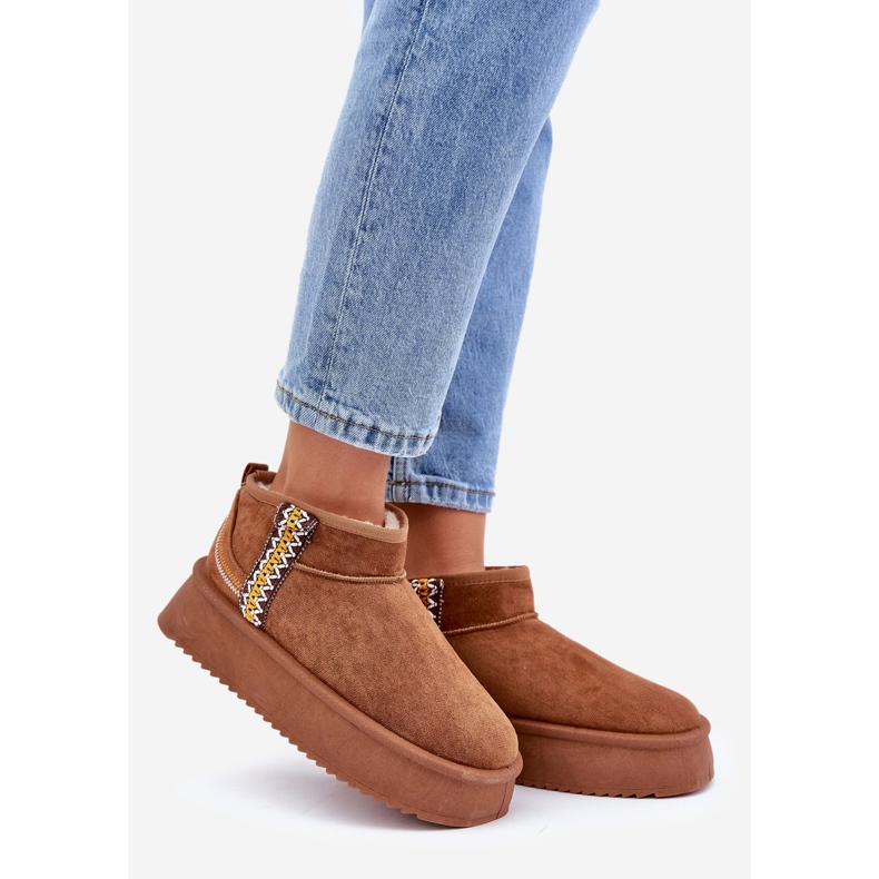 Śniegowce Na Platformie Ze Wzorem Camel brązowe 1