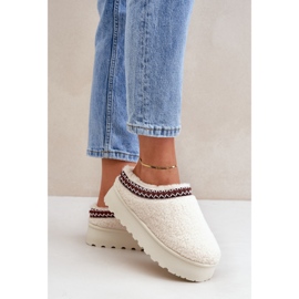 Śniegowce Kapcie Na Platformie Z Futerkiem Typu Baranek Jasnobeżowe beżowy 2