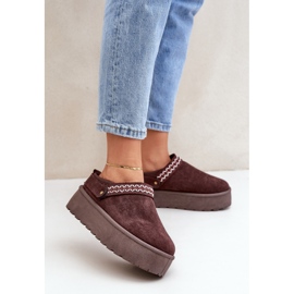 Śniegowce Z Ozdobnym Haftem Czekoladowe brązowe 2