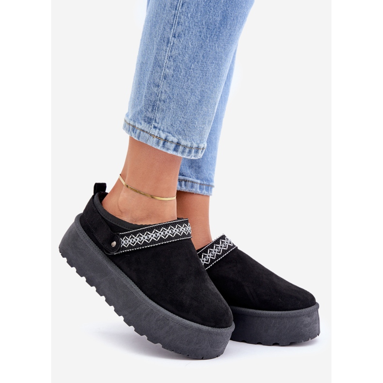 Śniegowce Z Ozdobnym Haftem Czarne 1