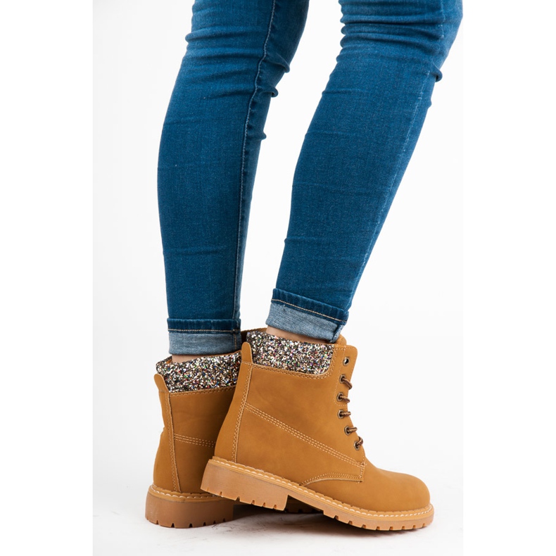 Traperki z brokatem brązowe 1