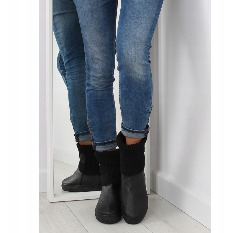 Botki z wełnianą cholewką czarne NB30 Black 2