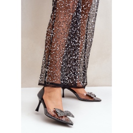 Zdobione Szpilki Z Kokardą Czarne 2