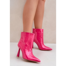 Lakierowane Botki Na Szpice Wsuwane Fuksja różowe 2