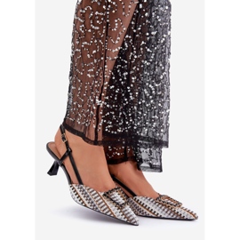 Szpilki Z Ozdobą I Odkrytą Piętą Czarne 1