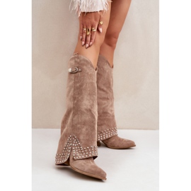 Kozaki Model Iveliri LQ-135 Dark Beige - Step in style beżowy 1