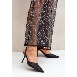Szpilki Model Berilae B1639-202 Black Brokat - Step in style czarne 1