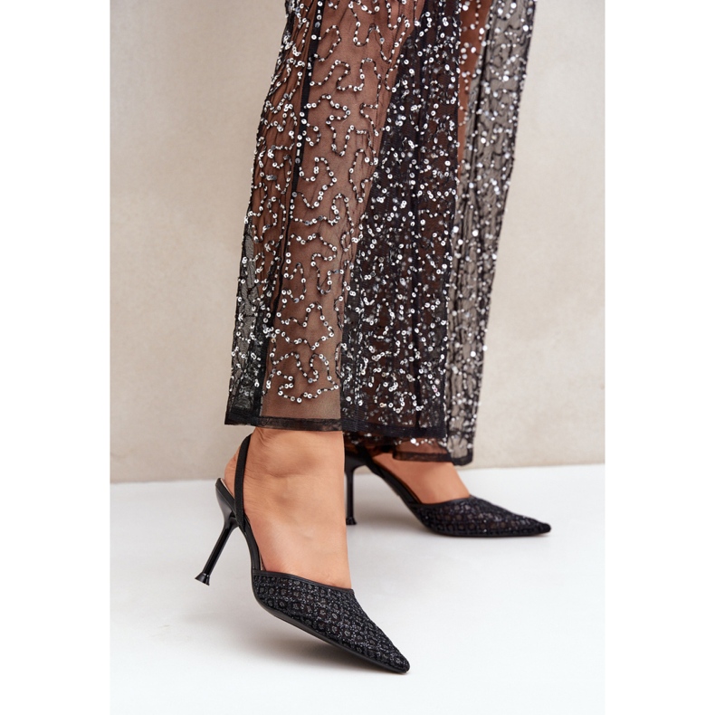 Szpilki Model Berilae B1639-202 Black Brokat - Step in style czarne 1