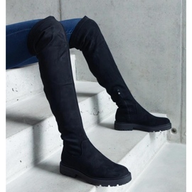 Czarne długie kozaki na płaskiej podeszwie Tromi - Solea 2