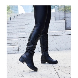 Czarne marszczone kozaki Angelico - Solea 1