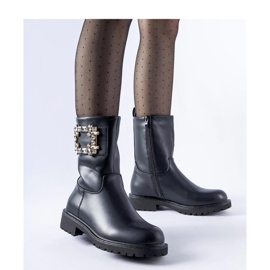 Czarne botki zdobione cyrkoniami Wagner - Solea 1