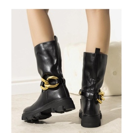 Czarne ocieplane botki z łańcuchem Harrison - Solea 1