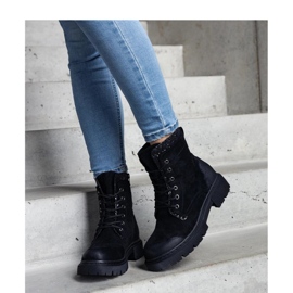 Czarne botki z błyszczącymi wstawkami Prairie - Solea 2