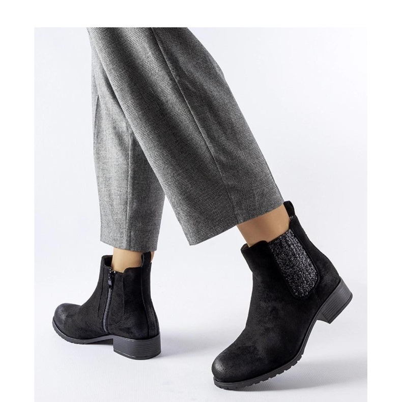 Czarne płaskie botki z ozdobna wstawką Arnoux - Solea 1