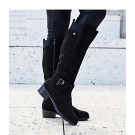 Czarne ocieplane kozaki przed kolano eko-zamsz Castelvetro - Solea 1