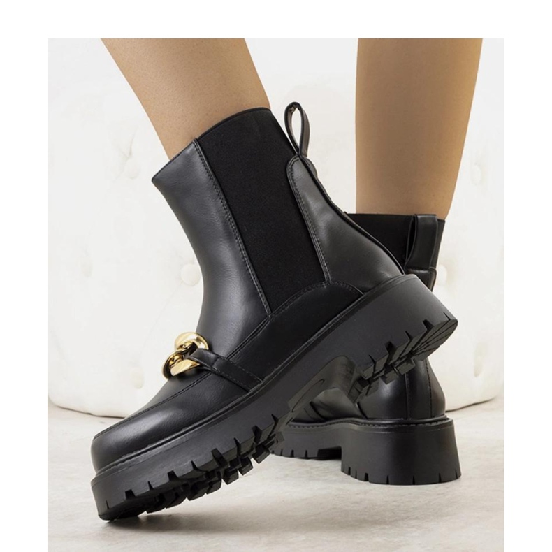 Czarne botki na wysokiej podeszwie Pesa - Solea 1