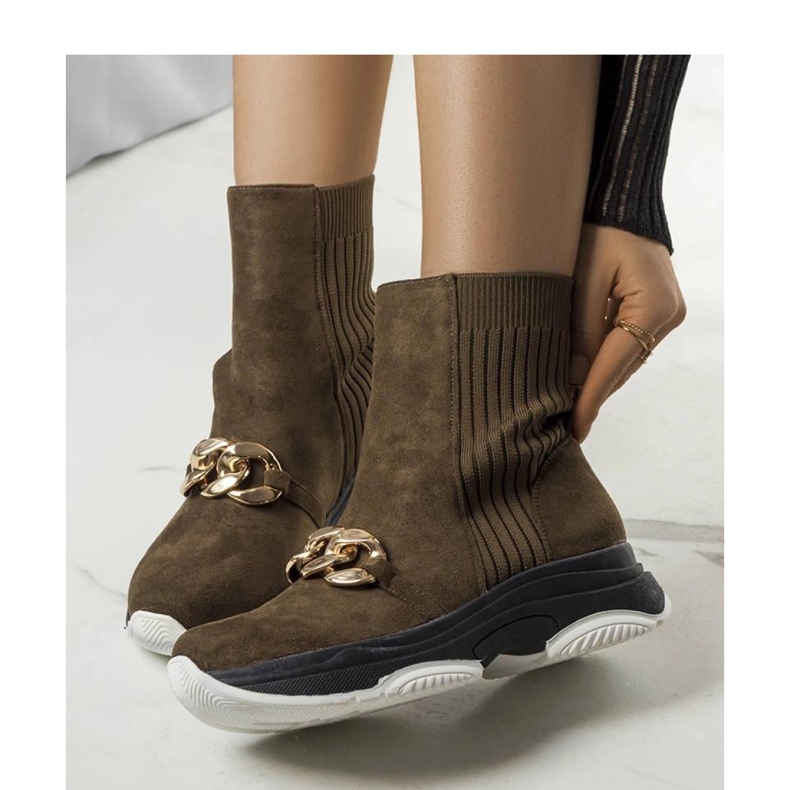 Zielone ocieplane botki z łańcuchem Ulster - Solea 1