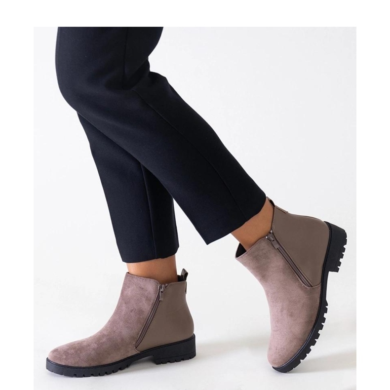 Brązowe botki na platformie z eko-zamszu Kirla - Solea 1