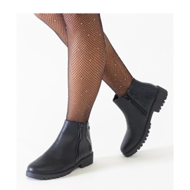 Czarne botki z motywem skóry krokodyla eko-skóra Mifsada - Solea 1