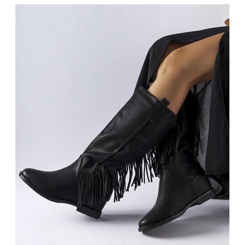 Czarne kozaki na krytej koturnie Giorgia - Solea 1