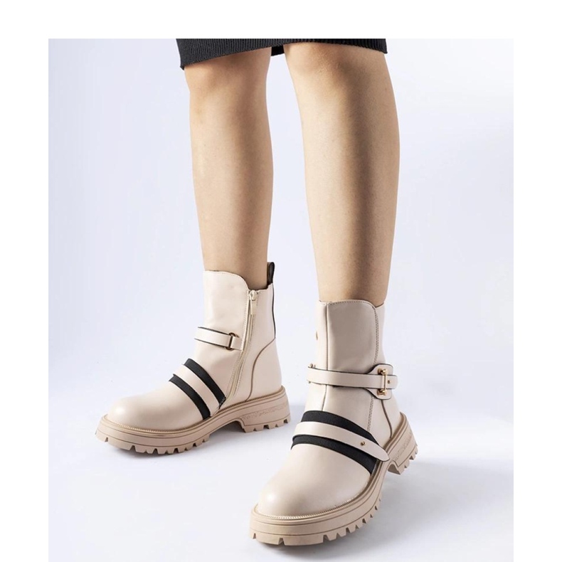 Beżowe ocieplane botki Laderoute - Solea beżowy 1