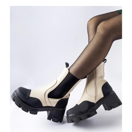 Beżowo-czarne wsuwane masywne botki Mafalda - Solea beżowy 1