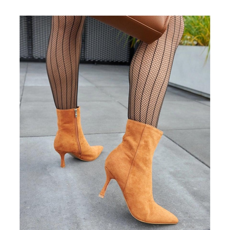 Botki na niskim obcasie Guimond ciepły brąz - Solea brązowe 2