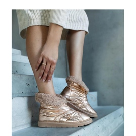 Złote ocieplane śniegowce ze ściągaczem Caellita - Solea 1