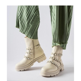 Beżowe botki zdobione perełkami Callicratide - Solea beżowy 1