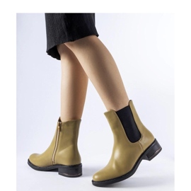 Oliwkowe ocieplane klasyczne botki Bagnoro - Solea zielone 1
