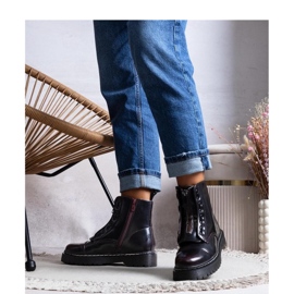 Bordowe traperki ocieplane czerwone 1