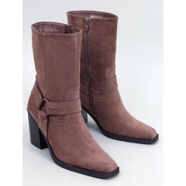 Botki zamszowe kowbojki Khaki brązowe 1