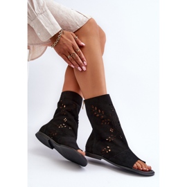 Sandały z cholewką Zazoo 3437 Black czarne 1