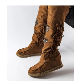 Brązowe kozaki na koturnie Cascia - Solea 1