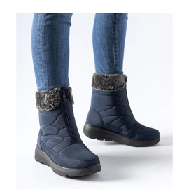 Granatowe śniegowce na koturnie Brownton - Solea niebieskie 1