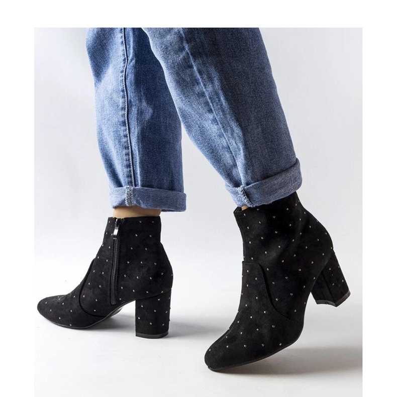 Czarne botki z dżetami eko zamsz Suvi - Solea 1