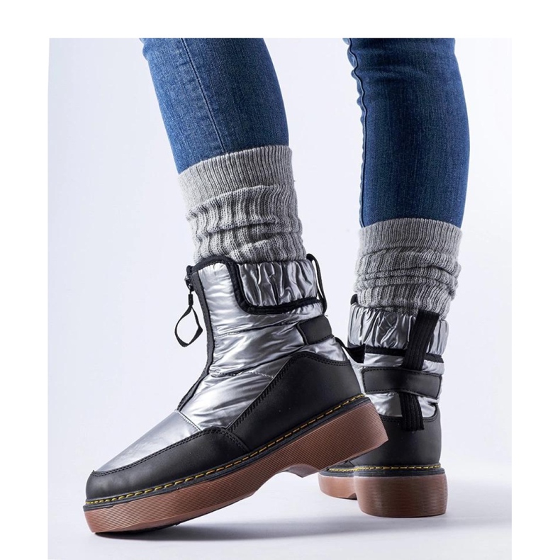 Szare ocieplane śniegowce na suwak czarne 1