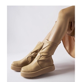 Beżowe botki na platformie beżowy 1