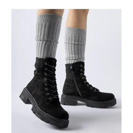 Czarne lekko ocieplane botki eko-zamsz 1