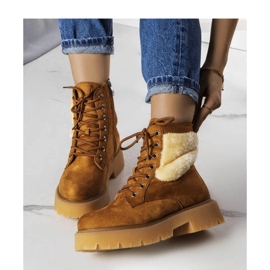 Brązowe ocieplane botki z futerkiem 1