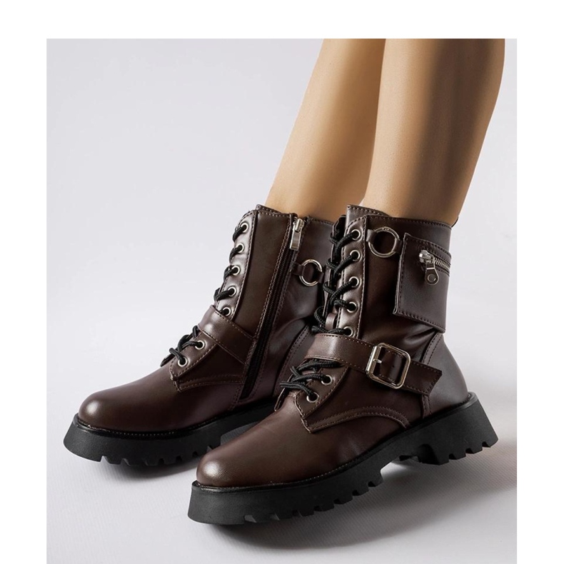 Brązowe ocieplane workery z saszetką 1