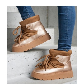 Śniegowce na platformie ocieplane futerkiem brązowe 1