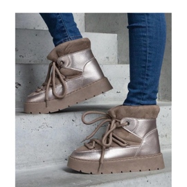 Śniegowce na platformie ocieplane futerkiem beżowy 1